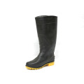 Botas de lluvia de caucho (Negro superior / amarillo Sole). Zapatos De Trabajo